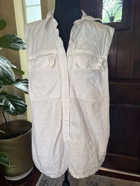 Zara White Eyelet Sleeveless 100% Cotton Short Romper